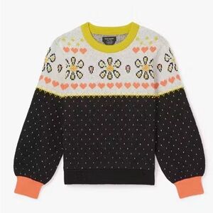 Kate Spade Embroidered Fair Isle Wool Alpaca Blend Cropped Sweater Size XS